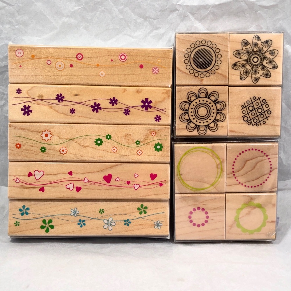 3 HERO ARTS STAMP Packs -Wavy Designer Borders, Design Couture, Layering Circles